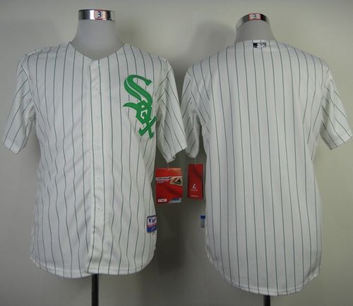 White Sox Blank White Green Strip St. Patrick's Day Stitched MLB Jersey - Click Image to Close
